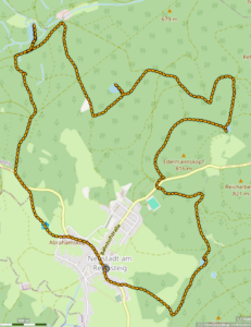 "4-Teiche-Wanderung" Neustadt am Rennsteig, bei uns 14,4 km in 2:55 h (4:15 h)